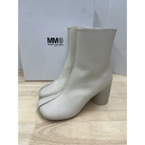 Maison Margiela MM6 Women's 40 Anatomic Leather Ankle Boots Booties Beige - NEW
